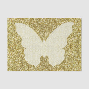 Seda Borboleta De Raça Sobre Papel Dourado Tecido Lumin
