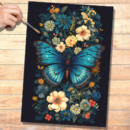 Seda Borboleta em Florais 2 Papel de Decoupage