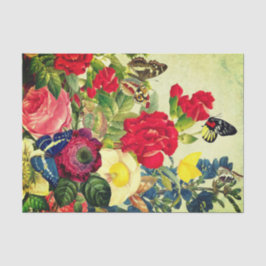 Seda Borboletas e flores do lenço de papel