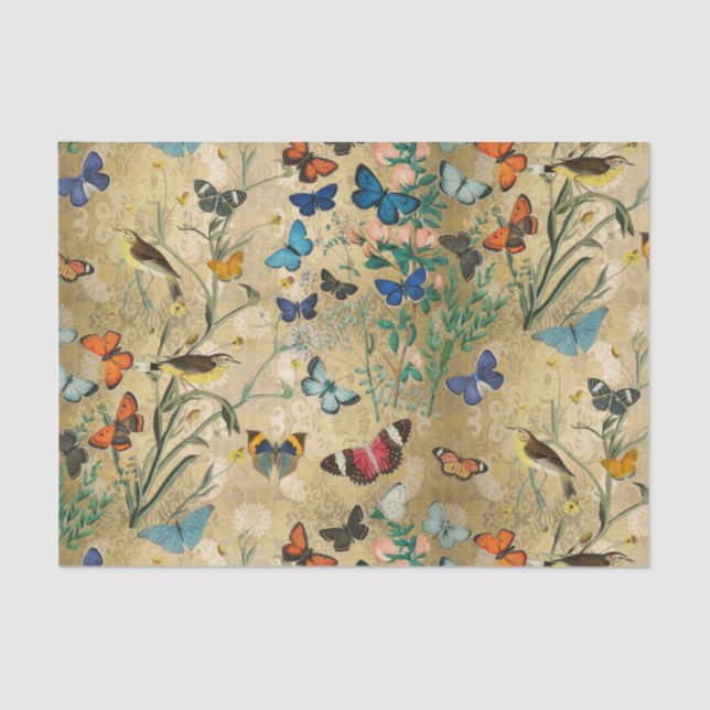 Seda Borboletas e Papel Tecido de Desligamento (Frente )