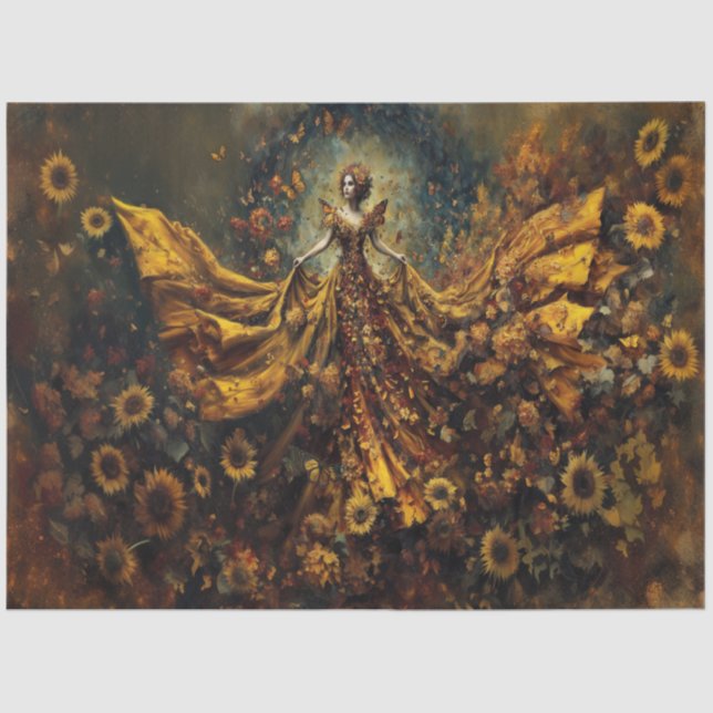 Seda Brasas de Outono Papel Tecido Deusa (Frente )