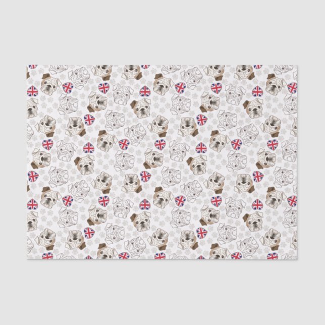 Seda Buldogue & lenço de papel ingleses de Union Jack (Frente )