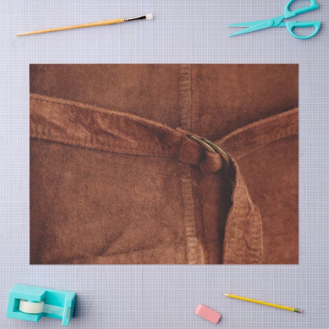 Seda Castanho Suede Com Precinta E Papel Tecido De Fech (Arte )