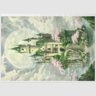Seda Castelo de Princesa Encantada em Papel Tecido Verd