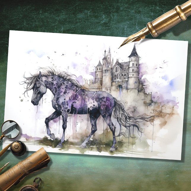 Seda Cavalo com Papel de Decoupage do Castelo 1 (Criador carregado)