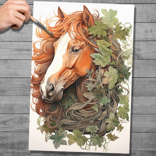 Seda Cavalo no Papel de Decoupage Foliage 2 (Criador carregado)