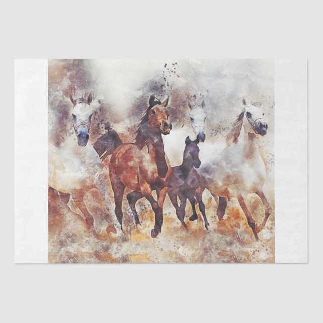 Seda Cavalos Selvagens - Papel Tecido de Decoupage 15x1 (Frente )