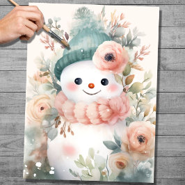 Seda Chique Snowman 3 Papel de Decoupage