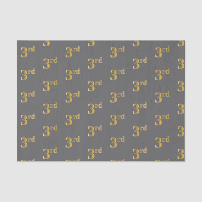 Seda Cinza, Faux Dourado 3º (Terceiro) Papel Tecido de  (Frente )
