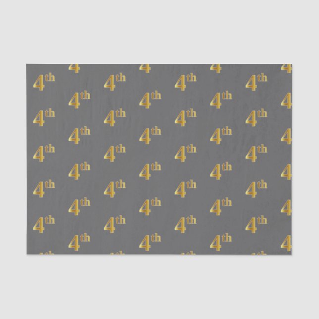 Seda Cinza, Faux Dourado 4º (4º) Papel Tecido de Evento (Frente )