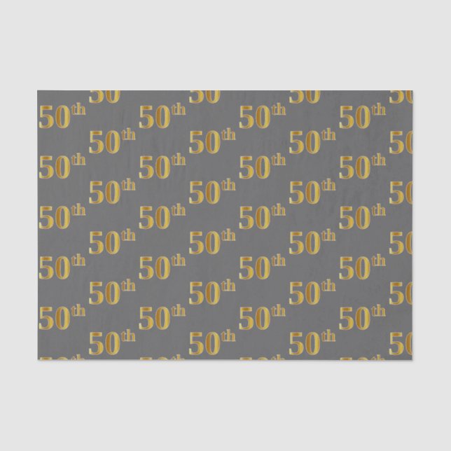 Seda Cinza, Papel Tecido de Evento Dourado 50º (50º) (Frente )