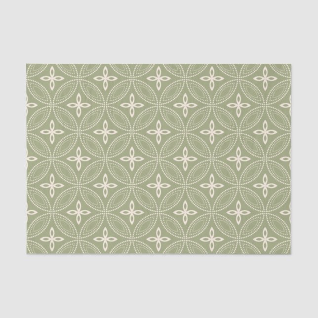 Seda Círculos elegantes no lenço de papel do verde (Frente )