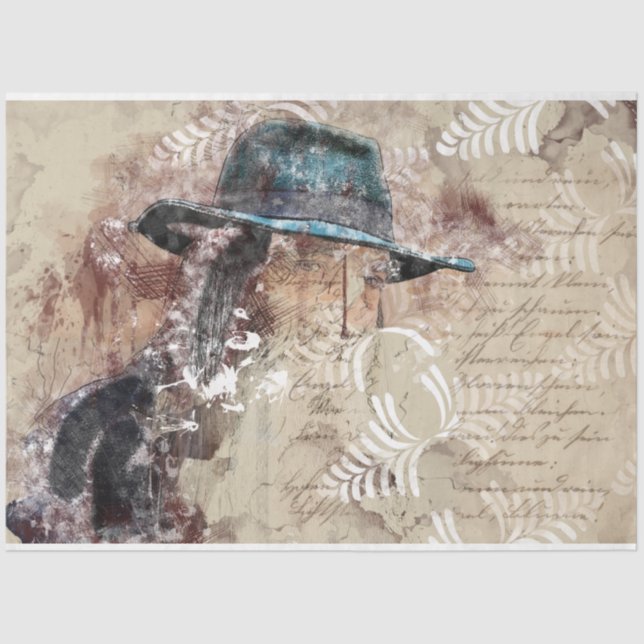 Seda Colagem de Arte 11 Rapariga 20x30 Papel Tecido de  (Frente )