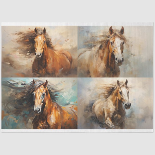 Seda Colagem de Cavalos Selvagens 2 Papel de Decoupage (Frente )