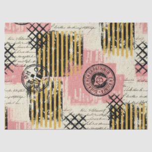 Seda Colagem Vintage de Mídia Mista - Papel Danificado 