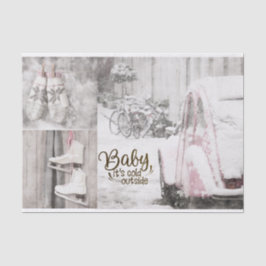 Seda Conjunto de Papel Tecido (2) Bebê Está Frio Fora