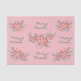 Seda Conjunto de Papel Tecido (2) Poinsettia Rosa Natal