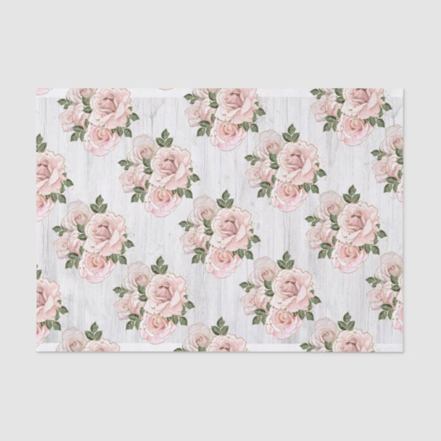 Seda Conjunto de Papel Tecido Qtd 2 Rosas Rustic Blush (Frente )