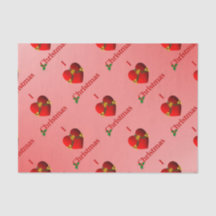 Coração Papel Tecido de Natal Vermelho