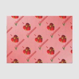 Seda Coração Papel Tecido de Natal Vermelho