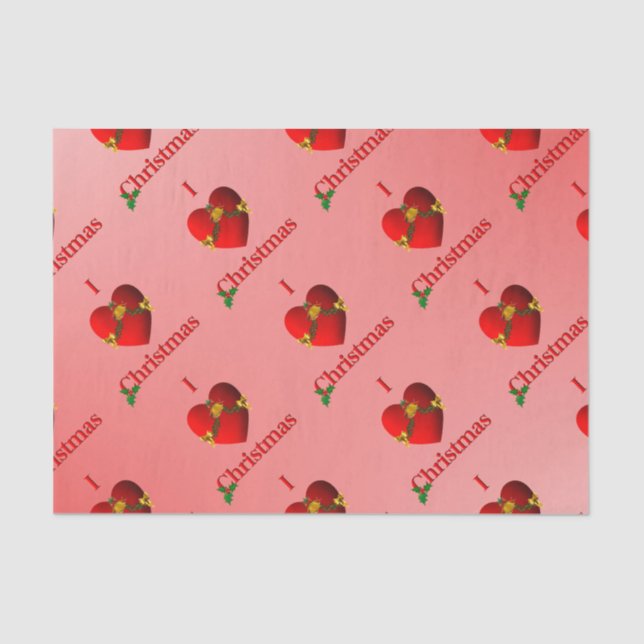 Seda Coração Papel Tecido de Natal Vermelho (Frente )