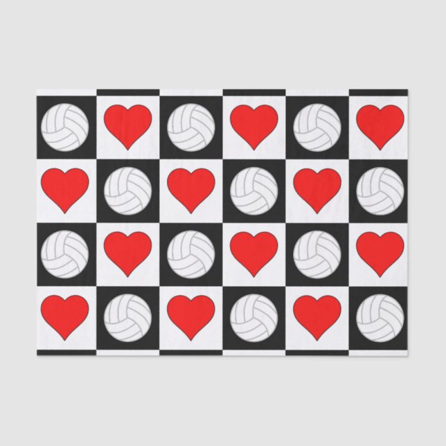 Seda Corações de Voleibol Adoram Papel Tecido de Moldag (Frente )