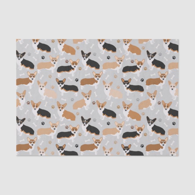 Seda Corgi - Patas de Cachorro e Papel Tecido Óssea (Frente )
