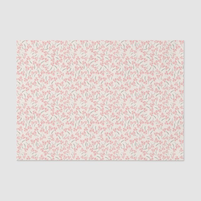 Seda Creme de Papel Tecido com Ramificações Rosa Gigi (Frente )