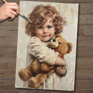Seda Criança com o Papel de Decoupage do Urso 1 Teddy