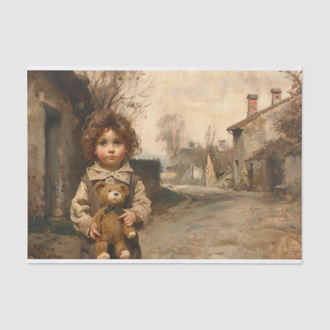 Seda Criança com o Papel de Decoupage do Urso de Teddy  (Frente )