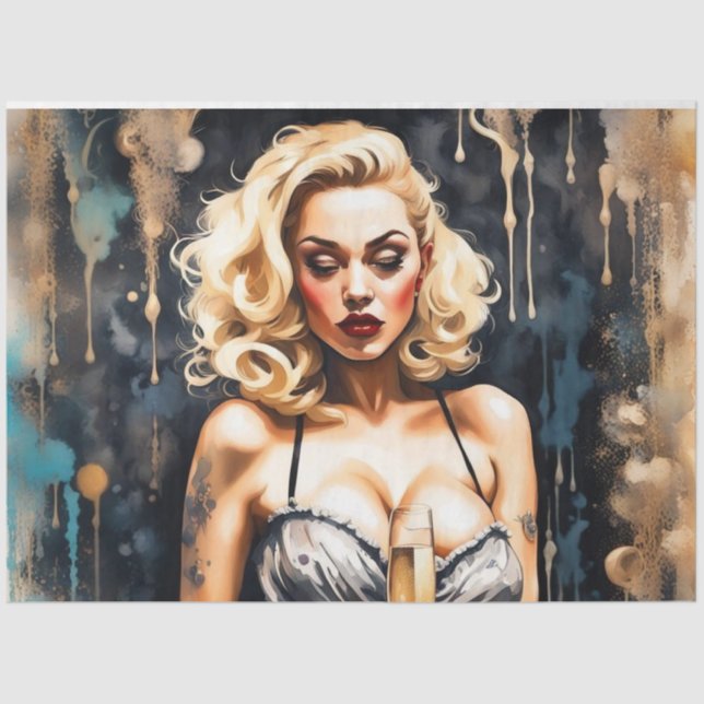 Seda Cuecas Cocktail - Papel de Decoupage de Champanhe (Frente )