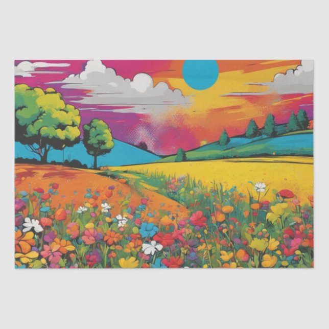 Seda Daisy Delight Pop Art Blossoms, papel de dissociaç (Frente )