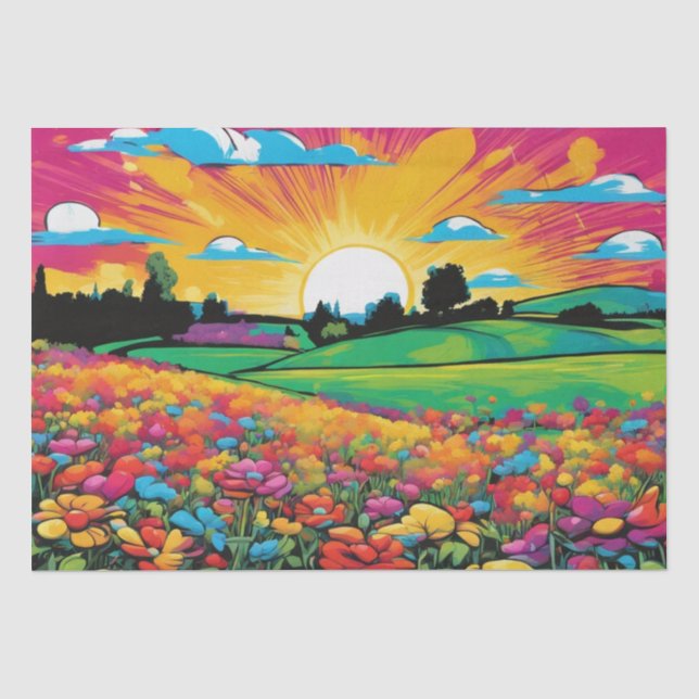 Seda Daisy Delight Pop Art Blossoms, papel de dissociaç (Frente )