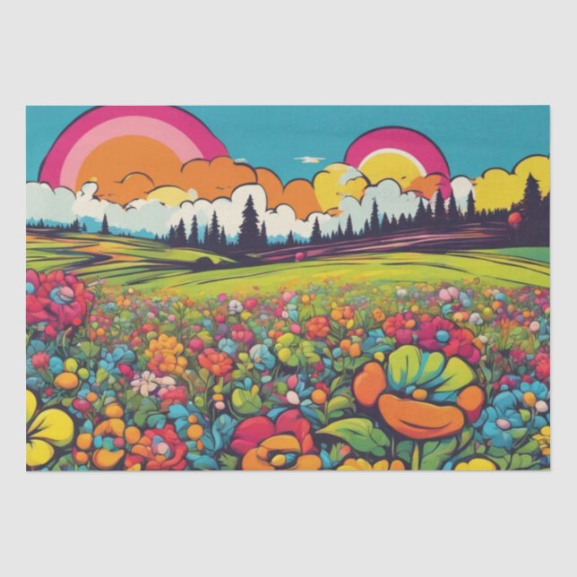Seda Daisy Delight Pop Art Blossoms, papel de dissociaç (Frente )