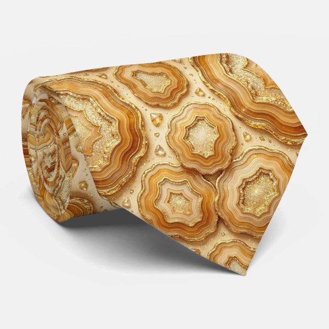 Seda de Luxo Falsa | Gravata de Camelo + Geodo Dou (Rolled)