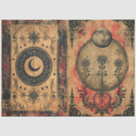 Seda Decoupage de Papel Antigo Celestial Gótico