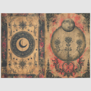 Seda Decoupage de Papel Antigo Celestial Gótico