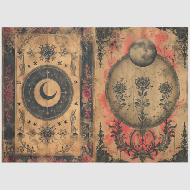 Seda Decoupage de Papel Antigo Celestial Gótico (Frente )