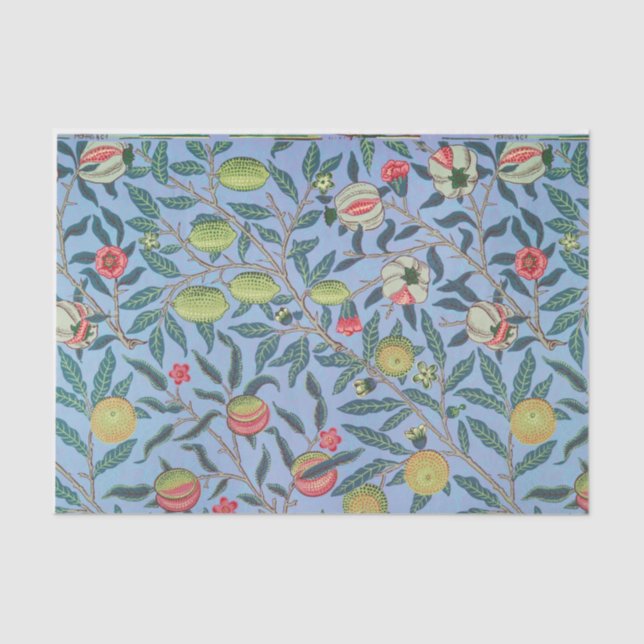 Seda Decoupage de Papel Tecido Azul William Morris (Frente )