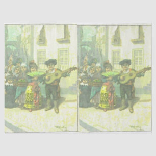 Seda Decoupage espanhol bonito e papel de embrulho do