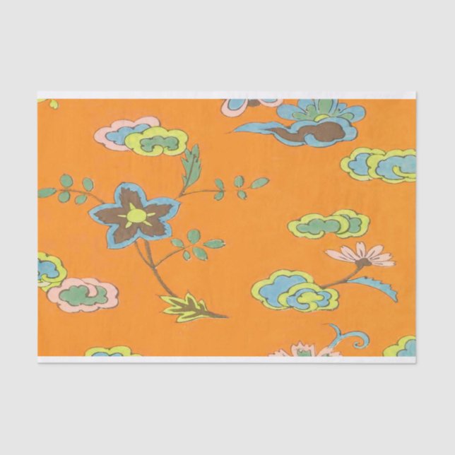 Seda Design de Flor Antiquado - Papel Tecido para Arran (Frente )