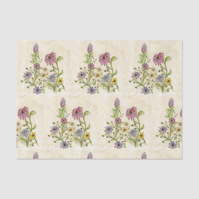 Seda Design de flores selvagens selvagens em papel tiss (Frente )