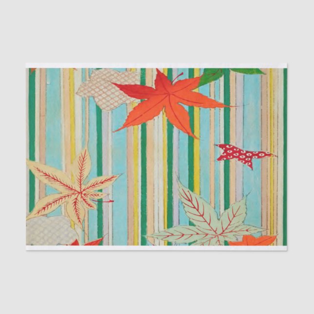 Seda Design de Folha Antiquada - Papel Tecido para Arra (Frente )