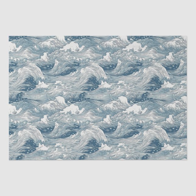 Seda Design de padrão de onda japonês para papel de emp (Frente )