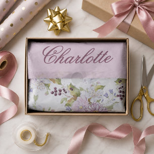 Seda Design de Papel de Presente com Monograma de Flor