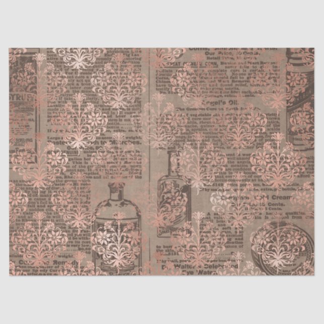 Seda Design de papel Dourado Ephemera Rosa 6 (Frente )