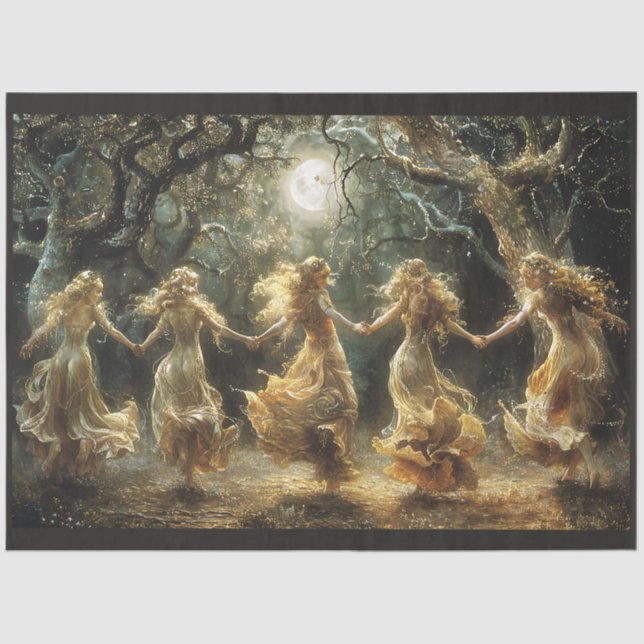 Seda Deusa Dançante Sob Papel Tecido De Lua Completa (Frente )