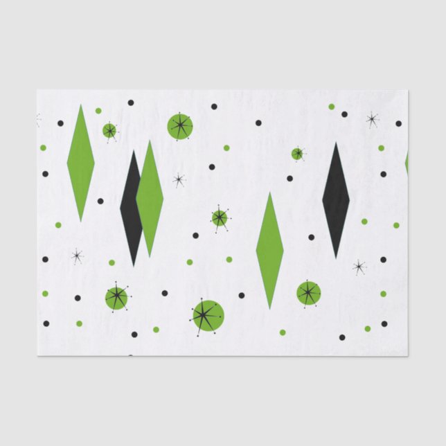 Seda Diamantes verdes retros & lenço de papel de (Frente )