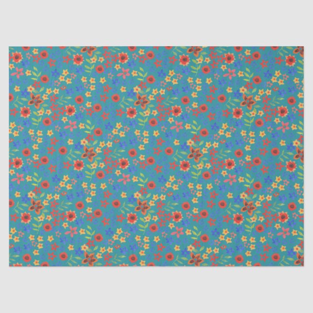Seda Ditsy retro chique floral no lenço de papel da (Frente )
