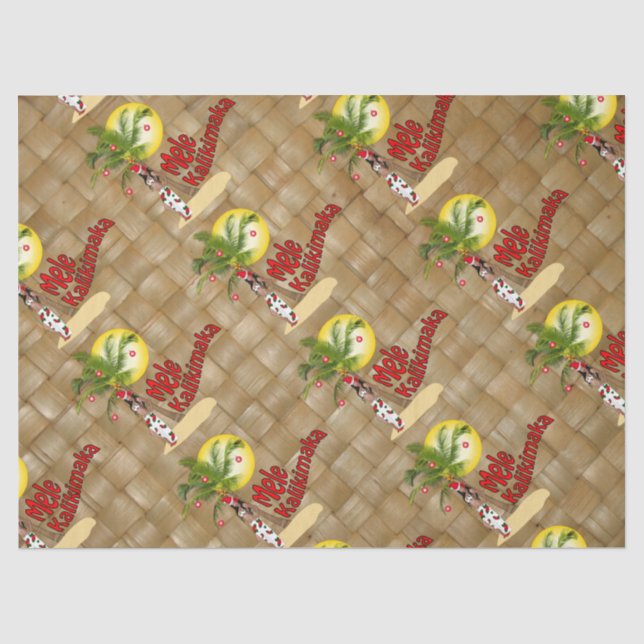 Seda  do lenço de papel do Natal de Mele Kalikimaka da (Frente )